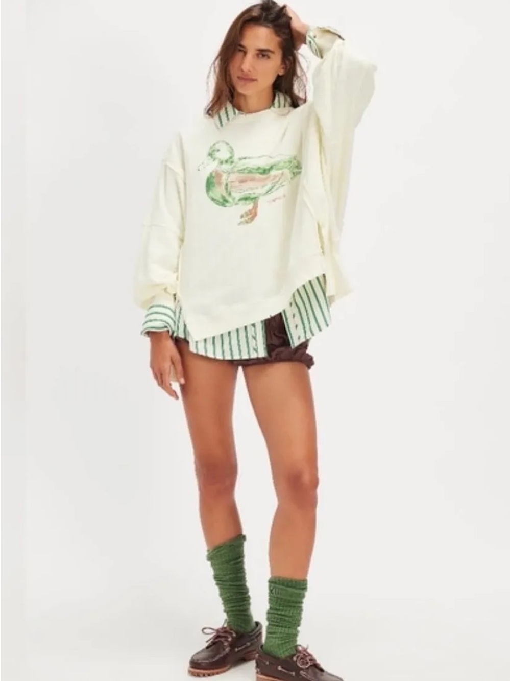 We The Free Camden Graphic Sweatshirt Mallard Combo 🦆🔥 free people - Picture 13 of 16